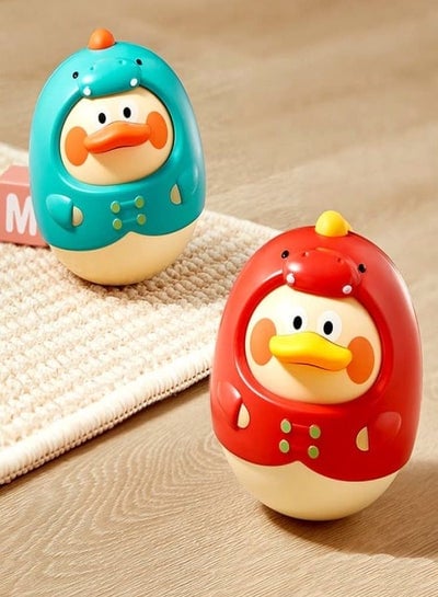 Tumbler Toy Dinosaurs Roly Poly Toys Cute Musical Toy Built in Bell Tummy Time Wobbler Toy for Baby Gifts for Infant Boys Girls