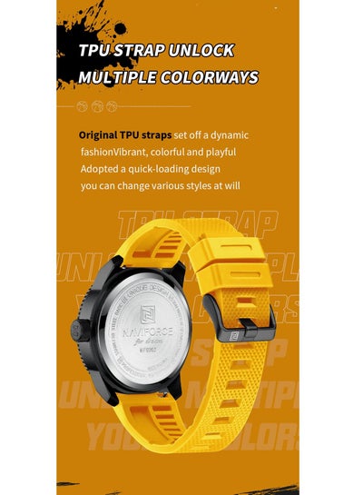 NAVIFORCE NF9202T سيليكون باند ساعة رياضية مقاومة للماء للرجال ساعة يد كوارتز عادية تصميم مقاوم للصدمات ساعة رجالية Relogio Masculino