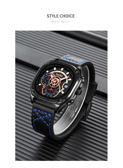 Skmei Men's Watches Leather Waterproof Quartz Watches Male Clock 9313
