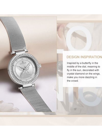 NAVIFORCE Women Watches Luxury Fashion Casual Quartz Stainless Steel Waterproof Wristwatch with Diamond NF5018