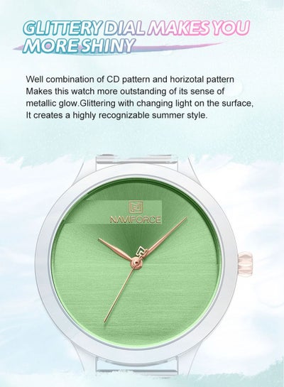 2023 New Arrival NAVIFORCE NF5027 Romantic Charming Quartz Women Watches Luxury Stainless Steel Band Green Dial Lady Watch reloj mujer