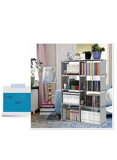 Multi-Function Book Shelf, Double Row 4-Tier Bookshelf Bookcase With 8-Cube Shelves, Simple Assembly Storage Organizer Shelf