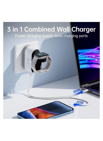 BUDI iPhone Fast Charger with Foldable Apple Watch Wireless Charging USB PD 38W Wall Charge Travel Charger for Apple Watch Block Wall Charger iPhone 13/12/Mini/12 Pro Max Phone AirPods, Apple Watch