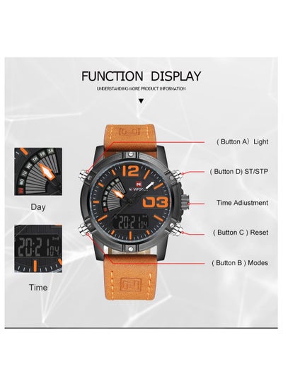 ساعات كوارتز رقمية فاخرة للرجال من NAVIFORCE ساعة يد رياضية عسكرية كاجوال NF9095