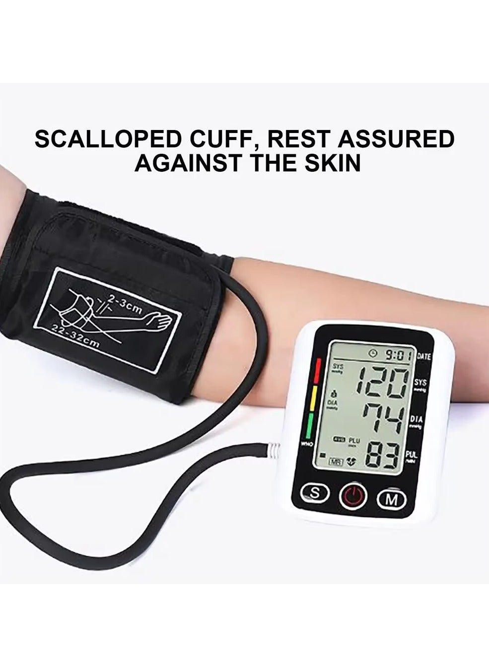 Digital Upper Arm Blood Pressure Monitor, Professional Heartbeat Tonometer with Adjustable Cuff, Accurate Readings, IHB Detection and Memory for 2 Users (99 Sets), Portable Health Care Device for Home Use