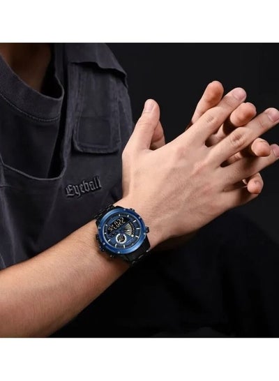 ساعة نافي فورس NF9205 للرجال - شاشة انالوج، سوار ستانلس ستيل - اسود