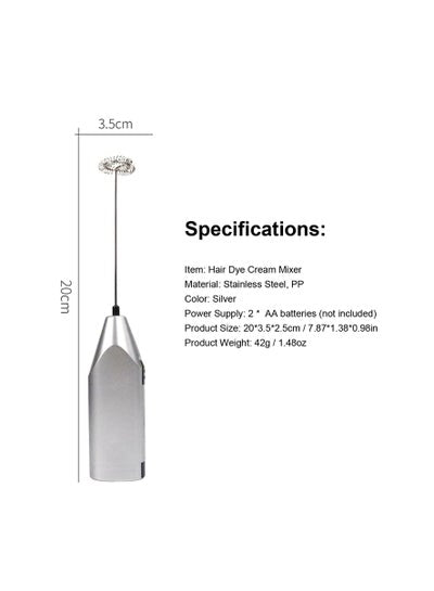 Electric Milk Frother Coffee Frother Foamer Dyeing Paste Mixer Stirrer Egg Beater Mini Stainless Steel Handheld Hair Dye Cream Mixer Stirring Tool