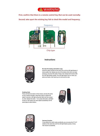 Remote Control Keys Electric Gate Fob Universal Gate Fob 433mhz Cloning Wireless for Garage Door Gate