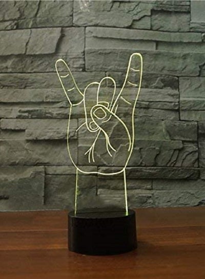 Led Night Light Colorful 3D Metal Rock and Roll Gestures Atmosphere Desk Lamp Hip Hop Lovers Xmas Gifts Bedroom Sleep Light Decor