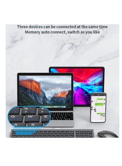 Full size Rechargeable 2.4G Wireless & Bluetooth Keyboard Mouse set for PC Laptop Desktop iMac iPad iPhone
