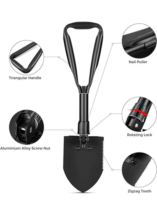 Mini Folding Shovel High Carbon Steel, Portable Lightweight Outdoor Tactical Survival Foldable Mini Shovel, Entrenching Tool, Camping, Hiking, Digging, Backpacking, Car Emergency