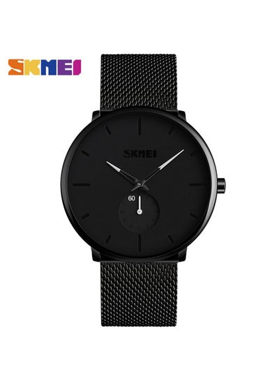 Men's 9185 Quartz Watch Stainless Strap Waterproof Watch - Black/White