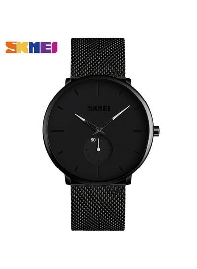 Men's 9185 Quartz Watch Stainless Strap Waterproof Watch - Black/White