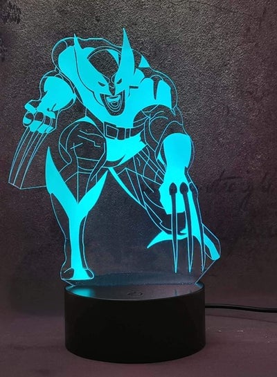 مصباح مكتب LED ثلاثي الأبعاد متعدد الألوان ضوء ليلي Marvel hotmovie Wolverine Hero 7/16 لون متغير USB للأطفال الصغار هدية عيد الميلاد سرير المنزل Decro Wolverine