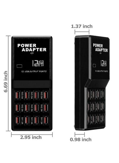 Multi 12 Port USB Charging Station Hub Desktop Wall Cell Phone Charger Organizer