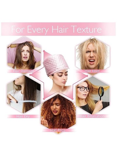 Electric Hair Cap Thermal Cap Hat Hair Thermal Treatment Cap Home Hair Thermal Treatment Nourishing Hair Care (Pink)