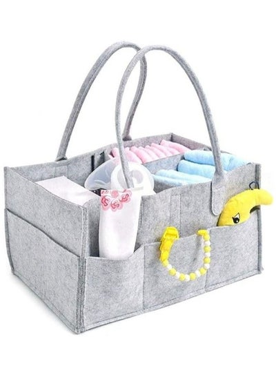 Mirfa Baby Diaper Caddy Organizer Tote Bag With Handle - Nursery Storage Bin for Changing Table | Portable Car Travel Organizer – Diaper Organiser (Grey)