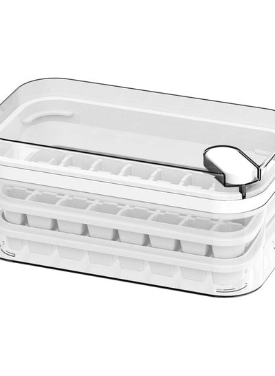 1 Set Ice Cube Tray Single/Double Layer Multiple Ice Grids Press Button Design Silicone Ice Mold Tray Storage Box with Shovel Single Layer