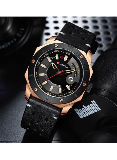 CURREN 8344 Original Brand Leather Straps Wrist Watch For Men With Brand Box