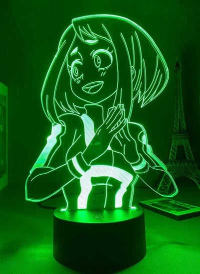 متعدد الألوان بطلي الأكاديمية Ochako Uraraka 3D أنيمي الشكل صورة ظلية الوهم ليلة ضوء غرفة نوم ديكور الطفل هدايا أعياد ميلاد للأطفال مصباح Uraraka