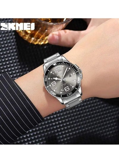 SKMEI 9278 Luxury Brand Stainless Steel Fashionable Quartz Watch For Men- Silver & Black