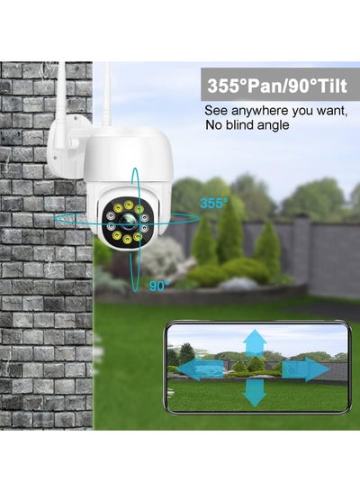 Security Outdoor Camera 1080P CCTV Wired Camera 2.4Ghz WiFi Surveillance Wireless Camera Home Security with 355°Pan 90°Tilt Auto Tracking Motion Detection Two-way Audio with Color Night Vision