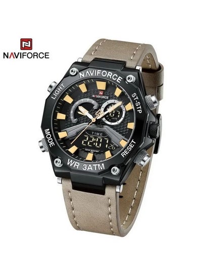Naviforce Wristwatch Men's Sports Fashion Model NF9220 Leather Strap Waterproof System Analog + Digital