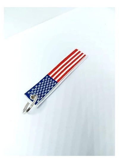 USA Flag Keychain Tag with Key Ring, EDC for Motorcycles, Scooters, Cars and Gifts Flag Key Chain, 100% Embroidered