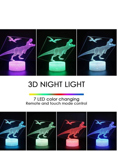 Multicolour 3D Dinosaur Night Light Decorative LED Bedside Desk Table Lamp 3D Illusion Light