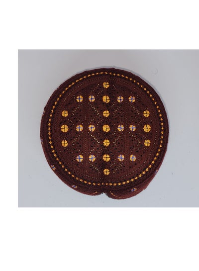Traditional Sindhi Cap Topi is known as The Sindhi Kufi Handmade Woven Embroidery Use By Sindhis in Pakistan Essential Part Of Saraiki And Balochi Culture in Lal Mehndi with Multi Color
