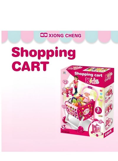 Kids 3 in 1 Shopping Cart Playset for Girls