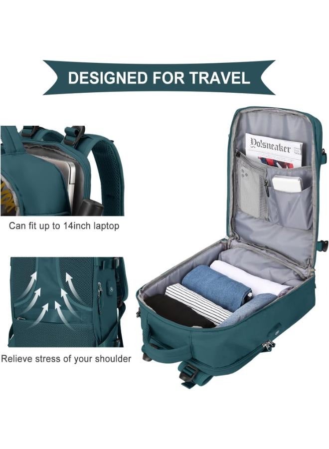Travel Backpack For Men and Women Airline Approved Carry On Bag with Shoe Compartment, Holds 15.6" Laptop and USB Charging Port