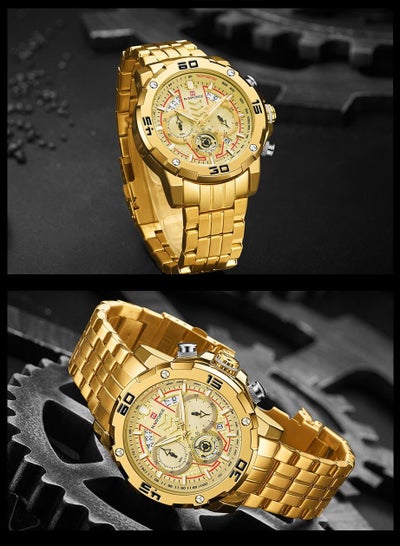 NAVIFORCE NF9175 Golden Stainless Steel Chronograph Watch For Men