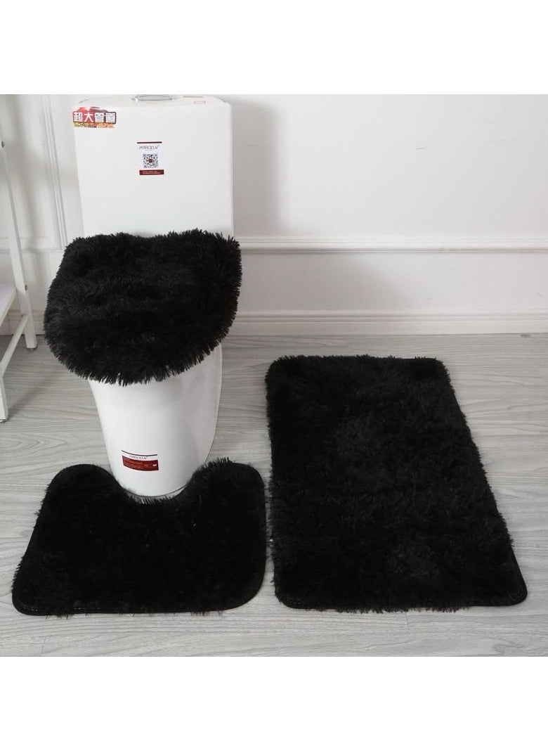 COMFY NEW BATHROOM COLLECTION 3 PC SET BLACK CARPET