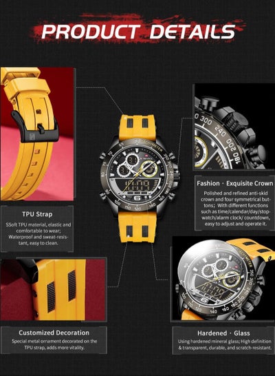 NAVIFORCE Men Digital Sport Chronograph Watch Silicone Strap Waterproof Luminous Analog Quartz Wristwatches NF9188T