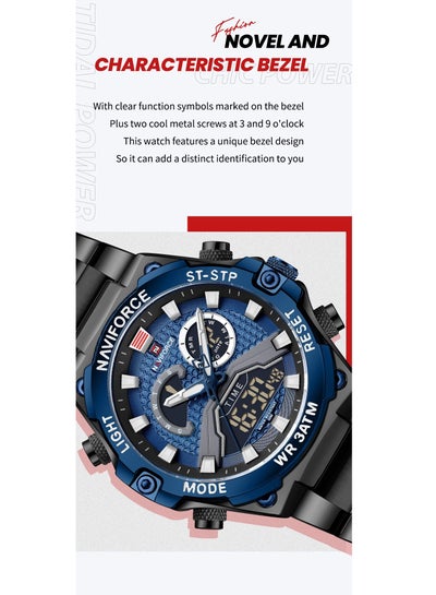 NAVIFORCE NF9207 Watches Men Military Fashion Quartz Luminous Dual Display Waterproof Male LED Digital Alarm Clock Clock Reloj Hombre