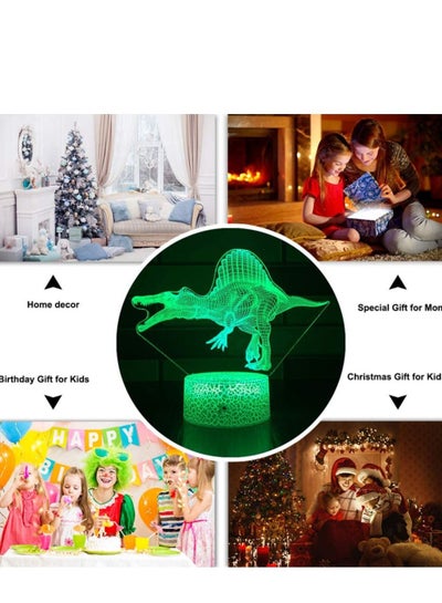 Multicolour Dinosaur Night Light for Kids Dinosaur Light with Touch and Remote Control 16 Color Changing Dimmable Spinosaurus Lamp Dinosaur Toys for 3 4 5 6 7 8 9 Year