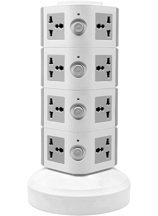4 Layer Multi Socket 220V Tower Extension Electrical Outlet Lead with USB Ports 3M Cord and UK-Plug Power Strip Multi Charging Station