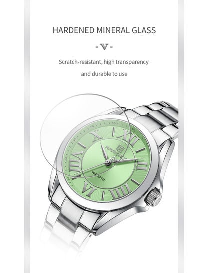 NAVIFORCE NF5037 نساء كوارتز ساعات يد بسيطة موضة مقاوم للماء ساعة يد سوار فولاذي مقاوم للصدأ بنات ساعة