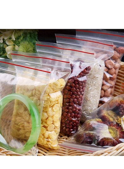 Reusable Zip Lock Clear Plastic Seal Waterproof Packaging Bags For Candy Nut Food Storage 100 Pieces Size 24cmx36cm