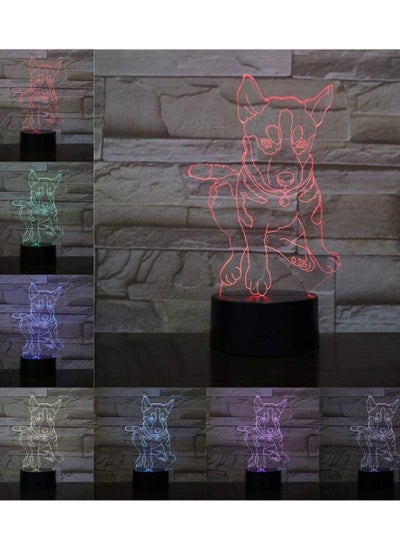 Russia Siberian Husky Dog 3D Lamp Illusion Night Light LED Bulb Multicolor Creative Ambient Light Desk Lamp Home Lighting