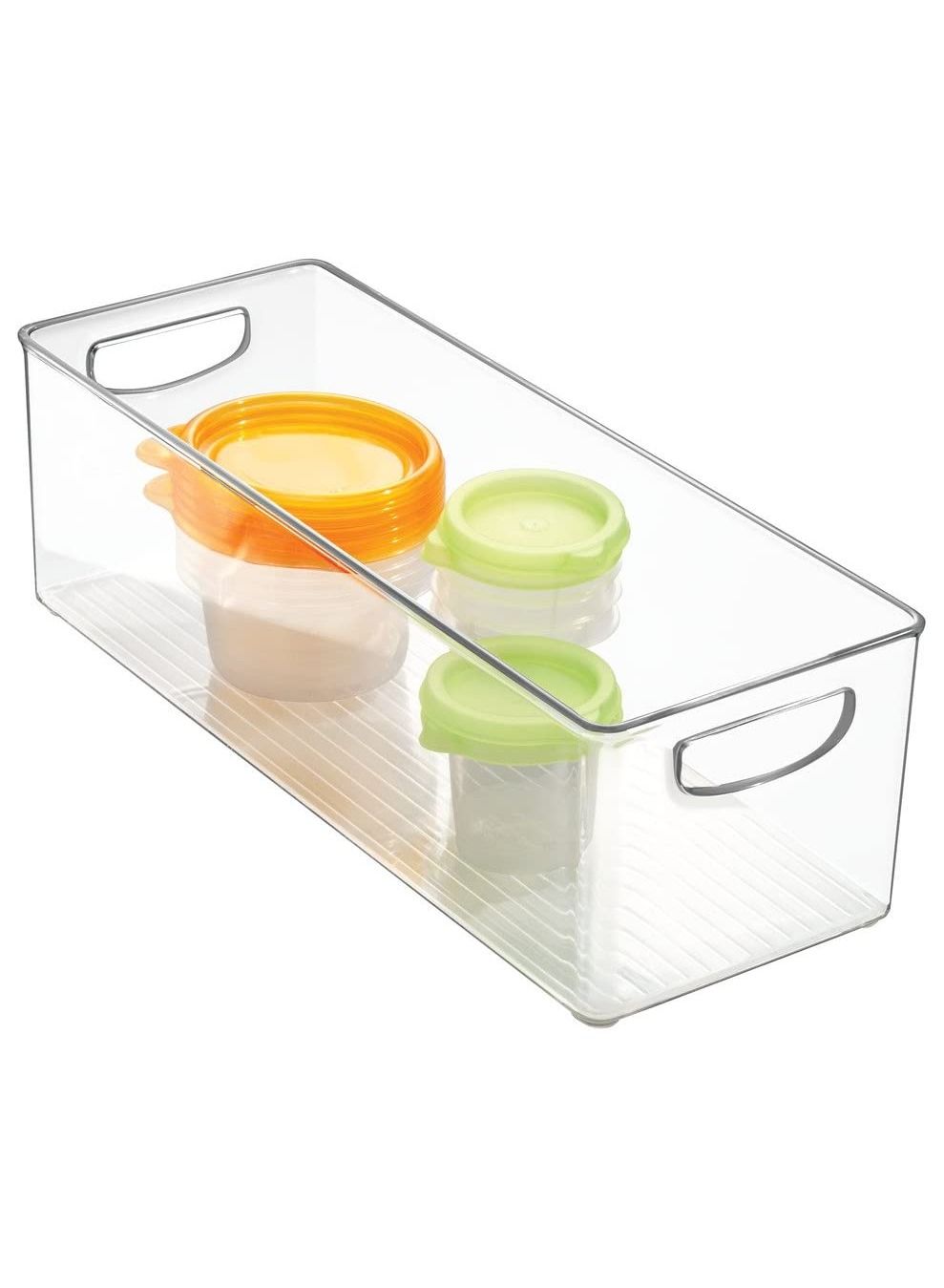 Eworld Pack of 2 Clear Plastic Refrigerator Storage Organizer Bins Food Container Box with Handles for Fridge Freezer Pantry Kitchen Cabinet