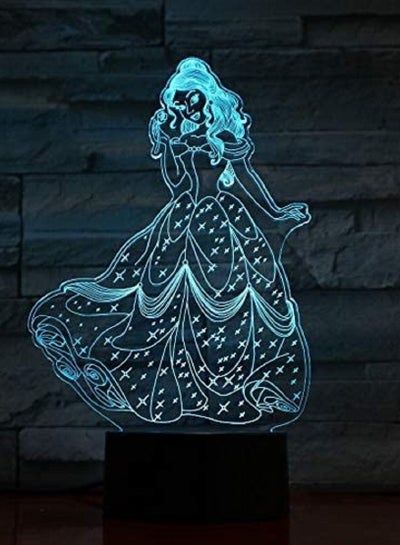 الجمال والوحش 3D LED ضوء الليل الأميرة بيلا ديكور غرفة نوم طفلة هدية ضوء الليل الجدول مصباح الليل الأميرة حسناء