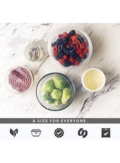 6 Pieces Silicone Stretch Lids Silicone Stretch Fresh Food Cover BPA-Free Stretch Lid Various Sizes Stack able Reusable Flexible to Fit All Shape of Containers