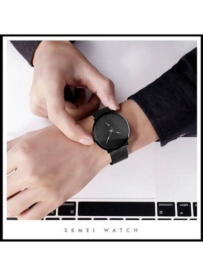 Men's 9185 Quartz Watch Stainless Strap Waterproof Watch - Black/White