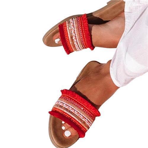 حذاء نسائي مسطح SP-DJ-2118 - مقاس 37، أحمر