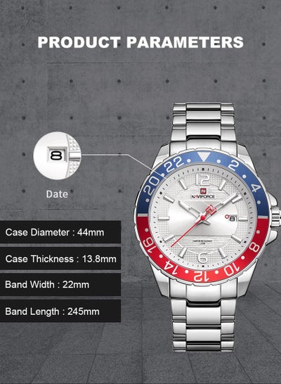 NAVIFORCE Men Luxury Watches Stainless Steel Calendar Waterproof Quartz Wristwatch NF9192