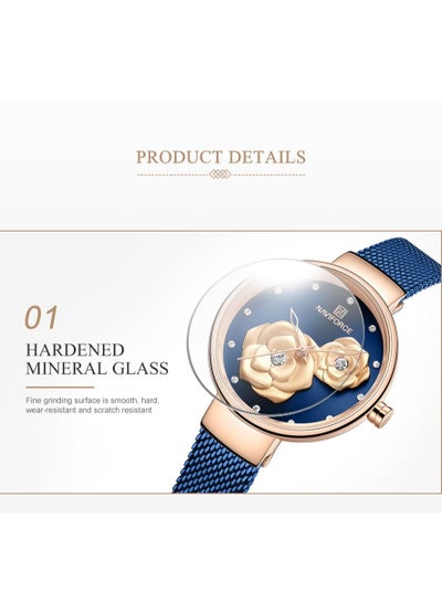 NAVIFORCE Women Luxury Creative Design Watch Stainless Steel Mesh Band Watches for Lady NF5013