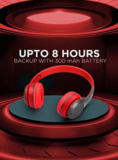 P47 Wireless Red Bluetooth Foldable Headset With Microphone - Red
