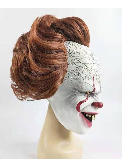 قناع المهرج Brain Giggles لكامل الوجه من Pennywise - قناع مخيف ومخيف لحفلات الهالوين التنكرية